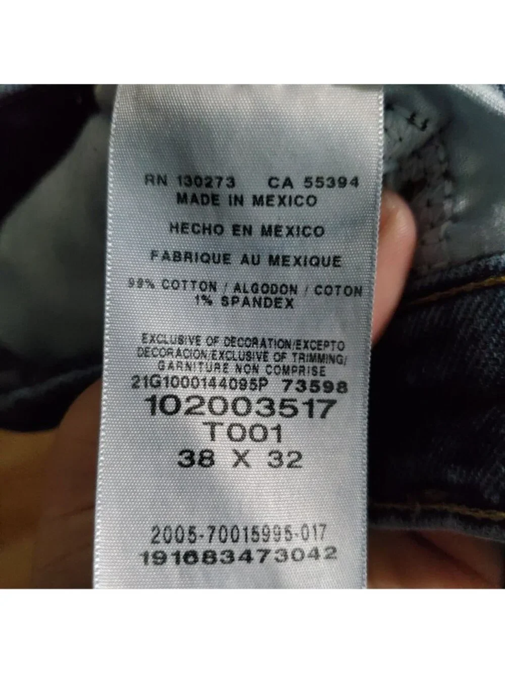Lee Jeans Mens 38x32 Blue Slim Fit Stretch Denim Classic Straight Leg *Read*